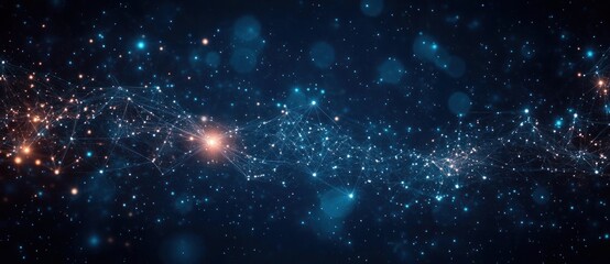 Futuristic Abstract Blue Network Structure with Glowing Dots Lines and Triangles