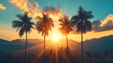 Sunset Palms: Capturing the mesmerizing silhouette of palm trees against the backdrop of a breathtaking sunset, this image is a testament to the beauty of nature.