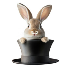 cute bunny rabbit in top hat on transparent background