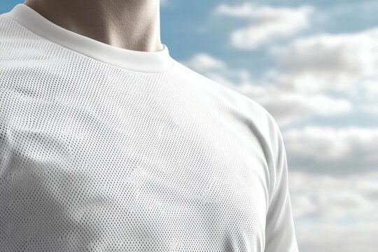 Detailed Closeup of Breathable Sports Fabric Under a Bright Sky