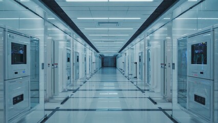 secret laboratory with technology in the corridor hospital