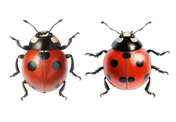 ladybugs red and black insects on transparent background