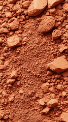 Fototapeta premium Textured red soil with various rock fragments, showcasing earthy tones and natural formations.