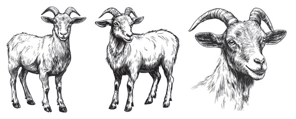 goat illustration set on transparent background