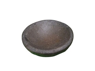 black mortar stones on white background