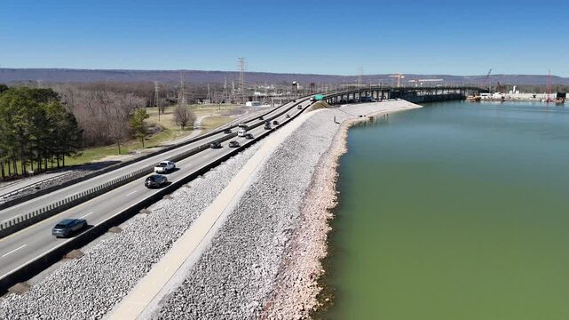 Chickamauga Dam, Chattanooga, TN, 4K drone footage