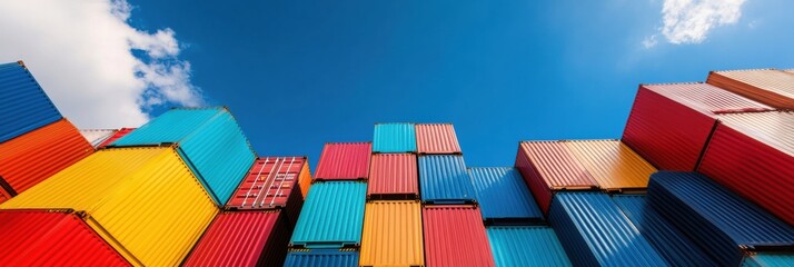 Global Trade Dynamics Vibrant Modular Shipping Containers Visualizing International Commerce, Geopolitical Logistics, and Emerging Supply Chain Resilience
