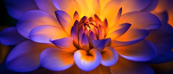 Obraz premium Close up shot of a stunning flower with vibrant yellow and purple petals enhanced by contemporary cinematic lighting that creates an and captivating visual