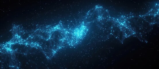 Fototapeta premium Futuristic Digital Network Visualization Abstract Modern Art Glowing Blue Lines Dots Interconnected Background High Contrast Lighting