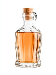Amber Liquid in Clear Glass Bottle with Cork Stopper