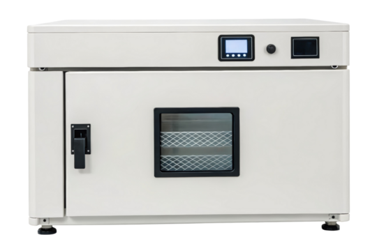 White laboratory oven with digital display isolated with transparent background