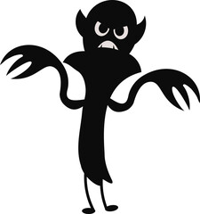 Halloween Monster Illustration with Flat Design. Spooky Creature. Vector Character.