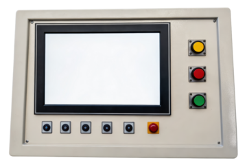 Industrial control panel with display isolated with transparent background