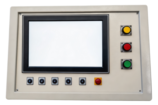 Industrial control panel with display isolated with transparent background
