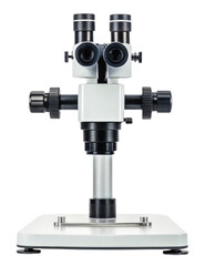Stereo microscope on white base isolated with transparent background