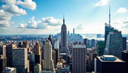 Stunning New York City skyscrapers, daytime view, towers, steel