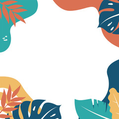 Obraz premium Boho Tropical Leaves Sale Post Frame with Botanical Summer Plants