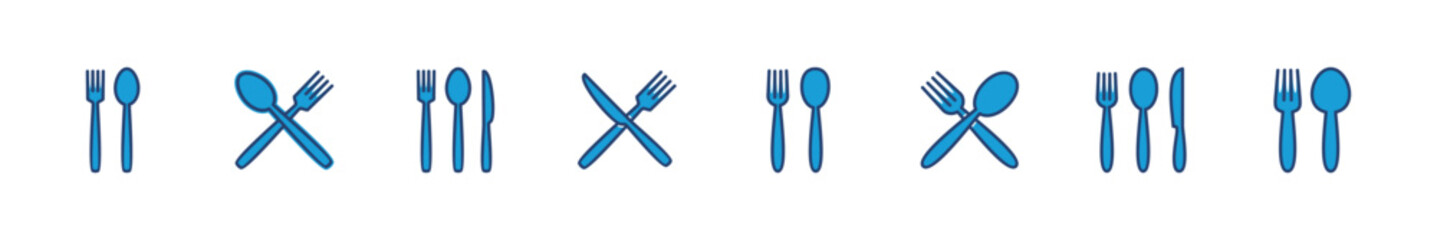 spoon and fork icon set. spoon, fork and knife icon vector. restaurant icon