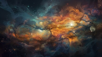 Fototapeta premium Spectacular cosmic art of abstract clouds stars and celestial bodies in deep space