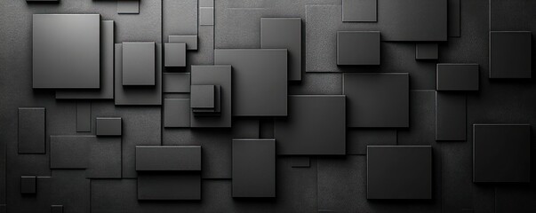 Minimalistic Geometric Pattern Black Rectangle Frames Creative Collage Mockup Design