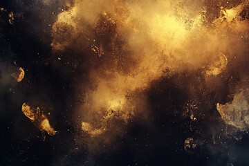 Abstract gold dust design over dark background evokes a sense of cosmic grandeur