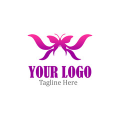 Modern Logo. Pink butterfly. vector