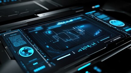 D holographic UI displaying software debugging tools and real-time error tracking.