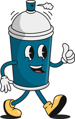 Spray Cans Vintage Character Isolated on White Background. Vector Illustration.