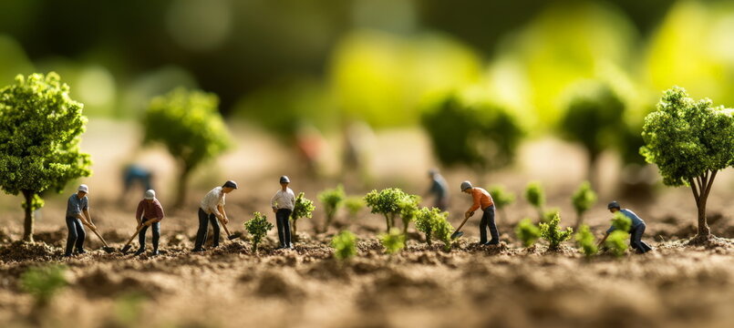 People participating in tree planting activities