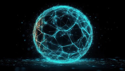 Fototapeta premium Futuristic Glowing Sphere of Interconnected Lines and Geometry in Cyberpunk Aesthetic