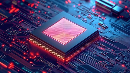 Close-up of a futuristic smart chip, designed for next-generation computing performance.