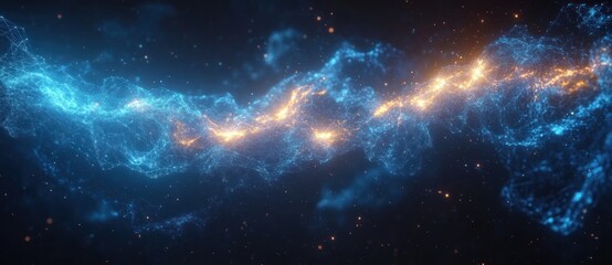 Naklejka premium Futuristic Network Abstract Technology Illustration with Glowing Dots and Dynamic Lines in Cyber Space