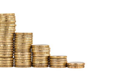 Stack of golden coins in various heights symbolizing financial wealth growth success and prosperity  Concept of saving investing or accumulating capital and assets for a prosperous future