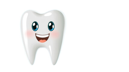 Smiling Cartoon Tooth Character Representing Dental Health and Hygiene  Cute and Cheerful Tooth Icon for Dental Clinic Oral Care Medical Education and Wellness Concepts