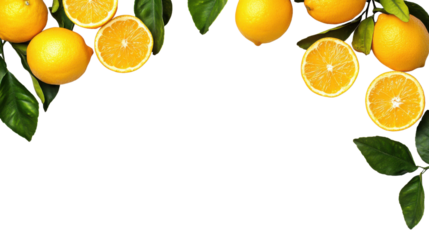 Vibrant Citrus Fruit and Lush Green Leaves Framing a Natural Background  Healthy Fresh and Organic Produce Concept for Food Cooking and Nutrition