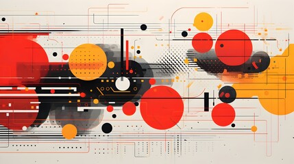 Modern Postmodern Typography Poster with Abstract Geometric Elements and a Clean, Stylish Layout