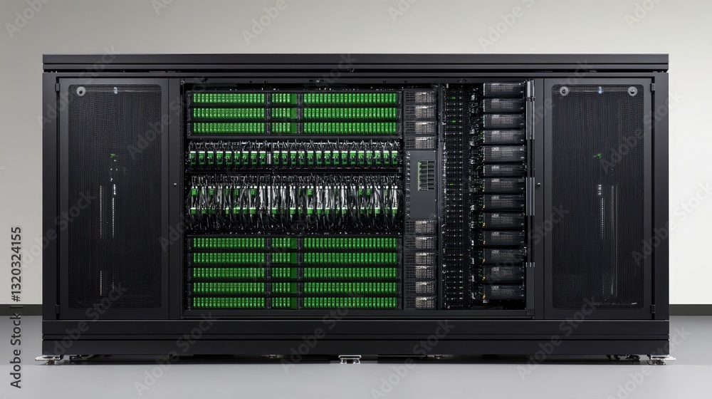 Poster cloud server and data storage arrays with ai-powered computing capabilities.