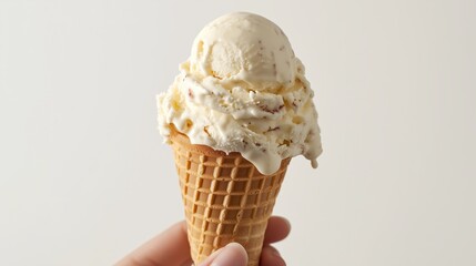Creamy ice cream cone sweet treat. AI generated
