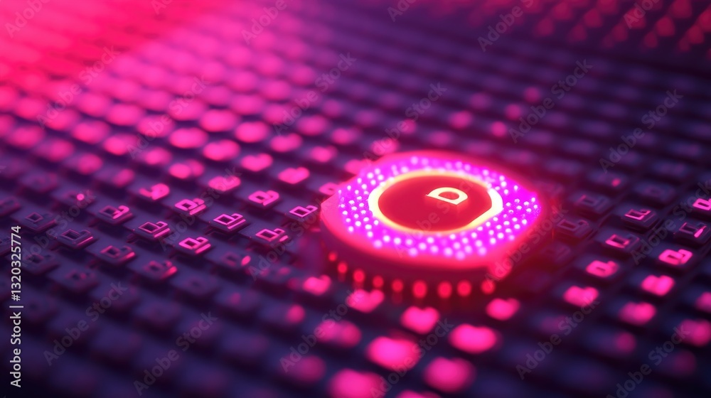 Poster data security concept with a glowing padlock symbol overlaid on a matrix of encrypted code.