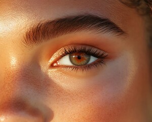Fototapeta premium A close up view of a human eye with sunlight