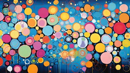 Modern Vibrant Abstract Pattern with Various Sized Floating Circles