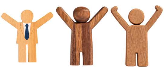 leadership community figure wooden concept. Wooden figures representing success and achievement.
