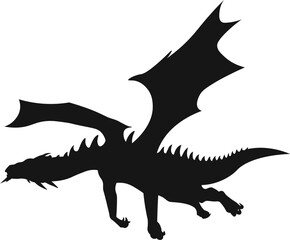 Dragon Silhouette on White Background. Vector Illustration.