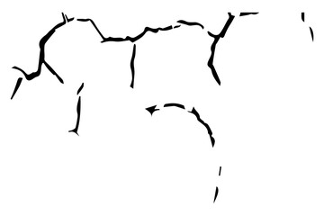 Surface crack and fissure in ground, concrete, crevices from disaster top view. Breaks on land surface from earthquake isolated background. dry land crack texture for overlay. vector illustration