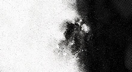 白黒の粒状感、大胆なコントラストが印象的な抽象画