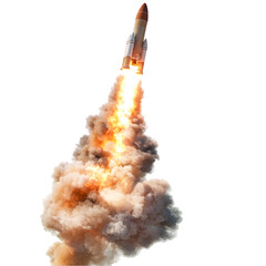 Rocket Launch: Fiery Ascent & Smoke transparent background