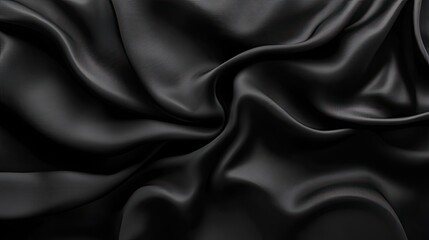 Fototapeta premium Dark black fabric background with artistic folds and shadow depth for premium product display