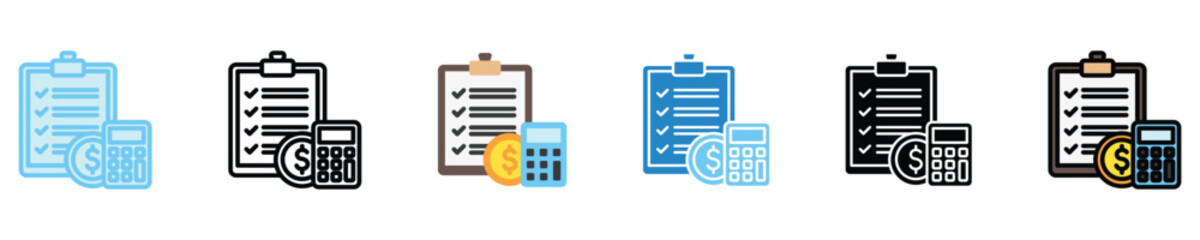 Expense Tracking multi style icon set, mini illustration. use for modern concept, print, UI, UX kit, web and app development. Vector EPS 10, related to money investment, finance, economy, business.