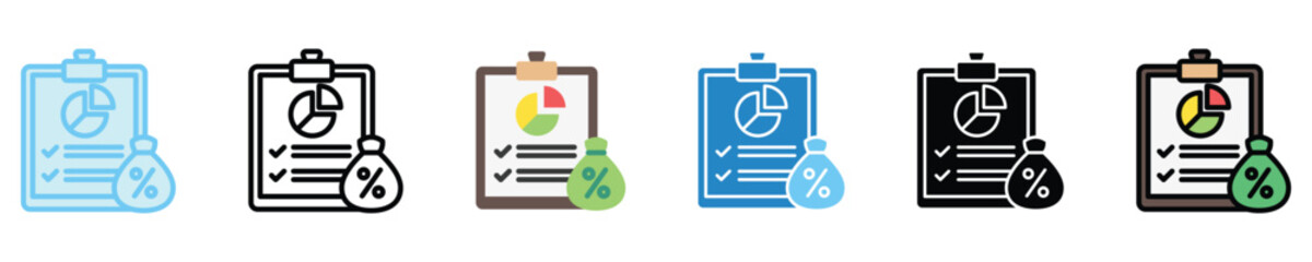 Expense Ratio multi style icon set, mini illustration. use for modern concept, print, UI, UX kit, web and app development. Vector EPS 10, related to money investment, finance, economy, business.