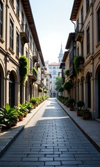 Obraz premium A pathway between some buildings.